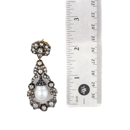 Antique-Style Pearl and Diamond Earrings