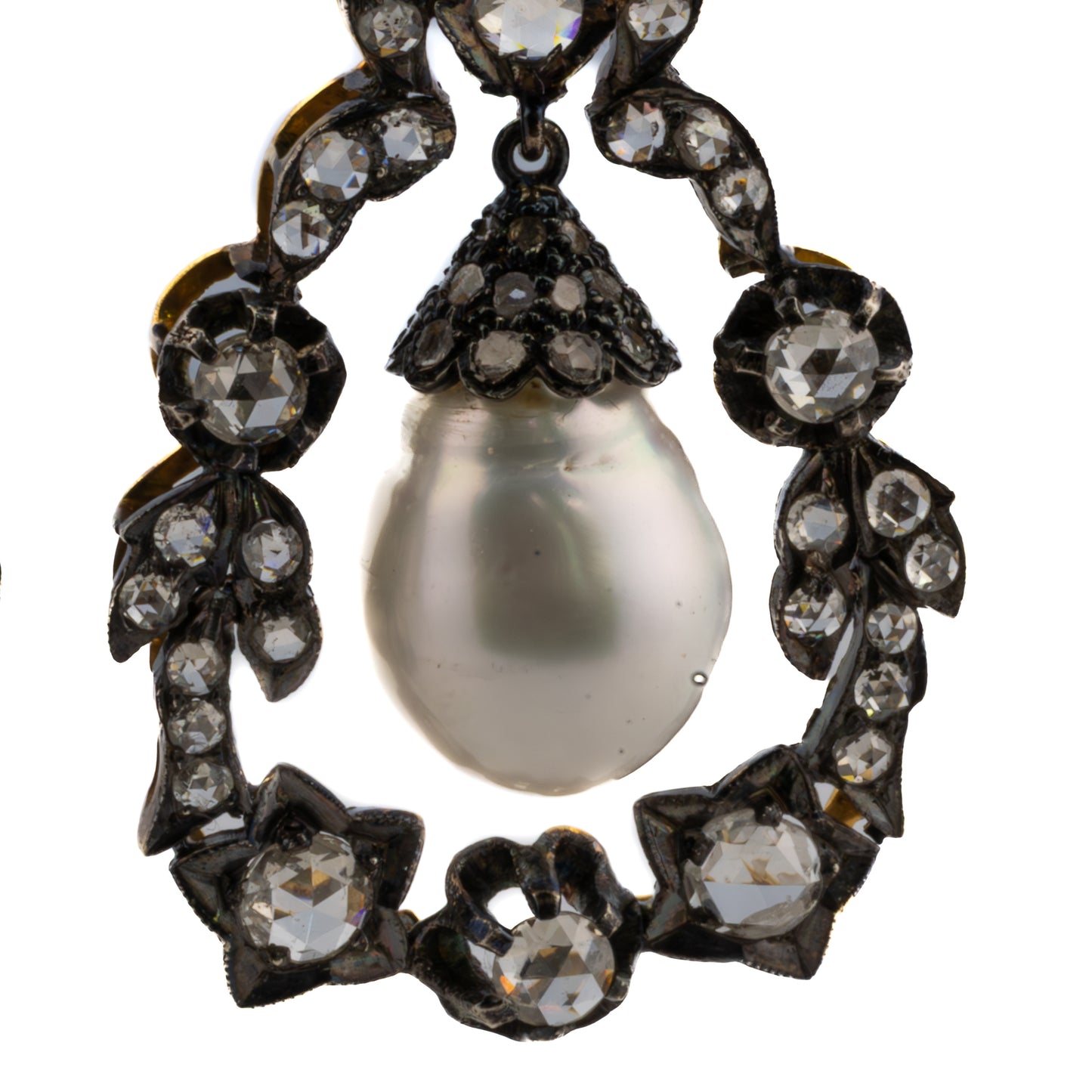 Antique-Style Pearl and Diamond Earrings
