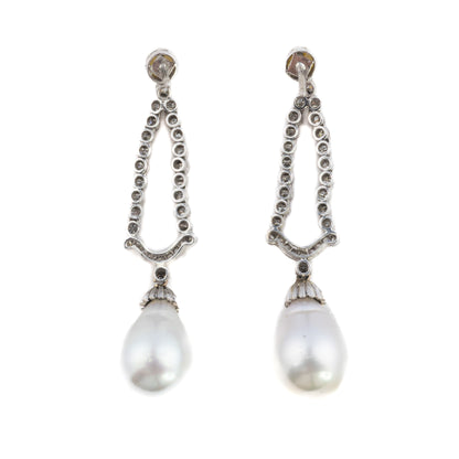 South Sea Pearl and Diamond Drop Earrings