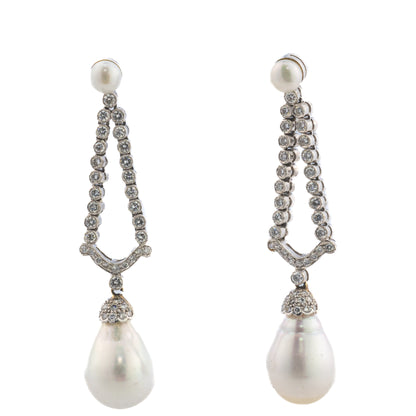 South Sea Pearl and Diamond Drop Earrings