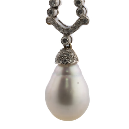 South Sea Pearl and Diamond Drop Earrings