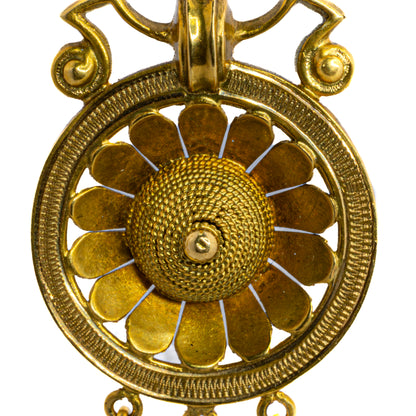 Antique 18 Karat Gold Etruscan Revival Drop Earrings