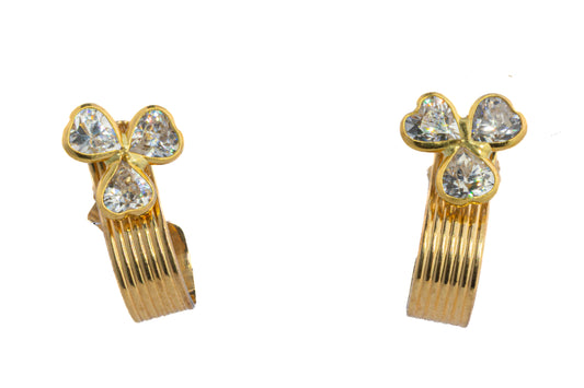 Gold Flower Clover Earrings