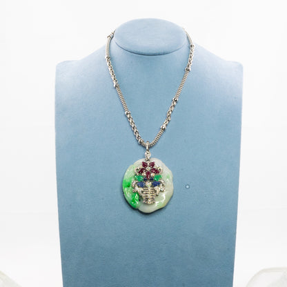 Tutti Frutti Jade Giardinetto Flower Pendant Necklace