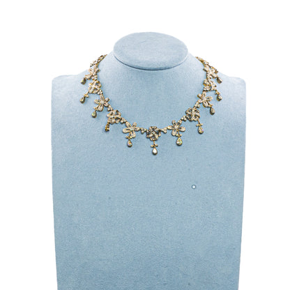 Two-Tone 18 Karat Gold Diamond Floral Necklace
