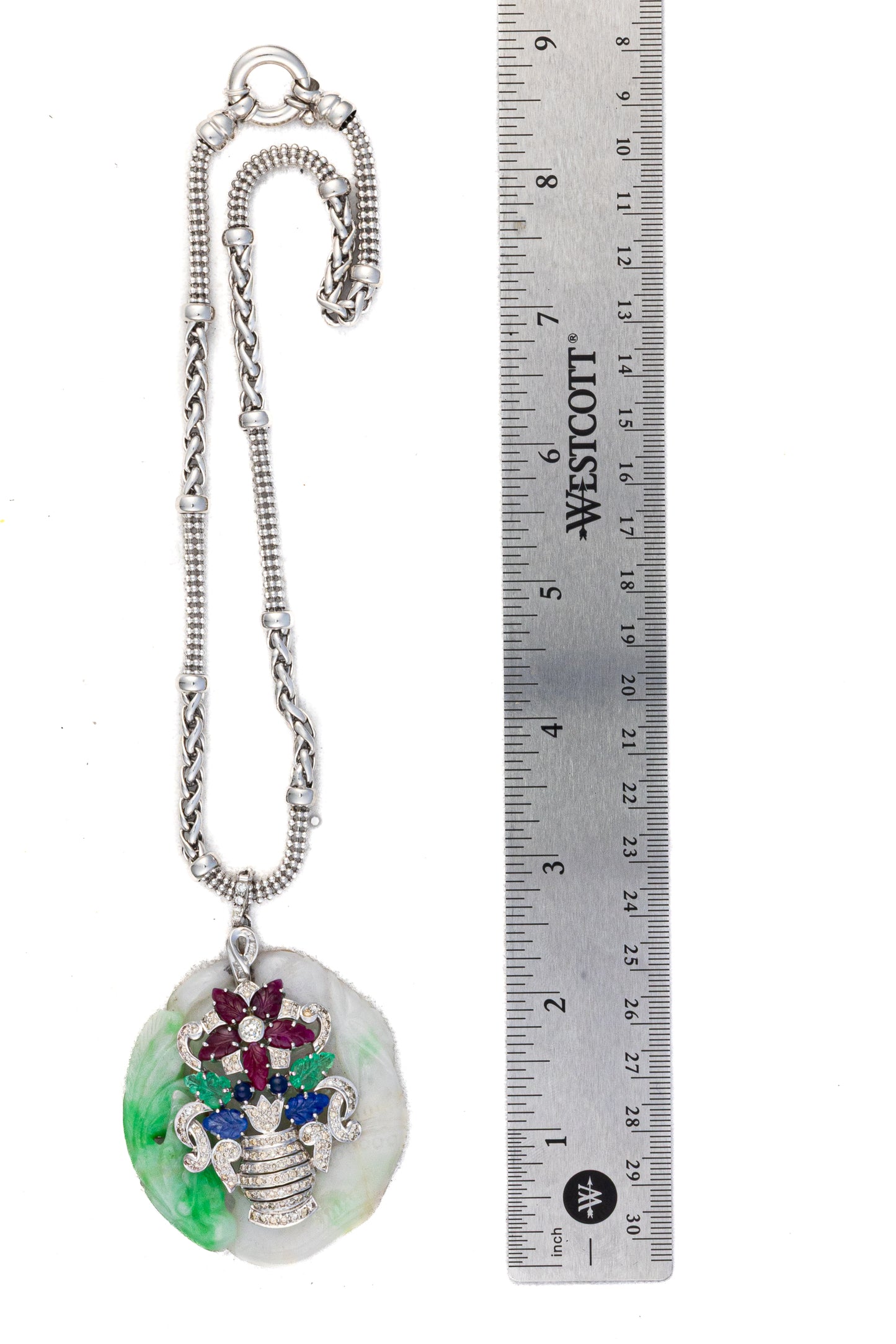 Tutti Frutti Jade Giardinetto Flower Pendant Necklace