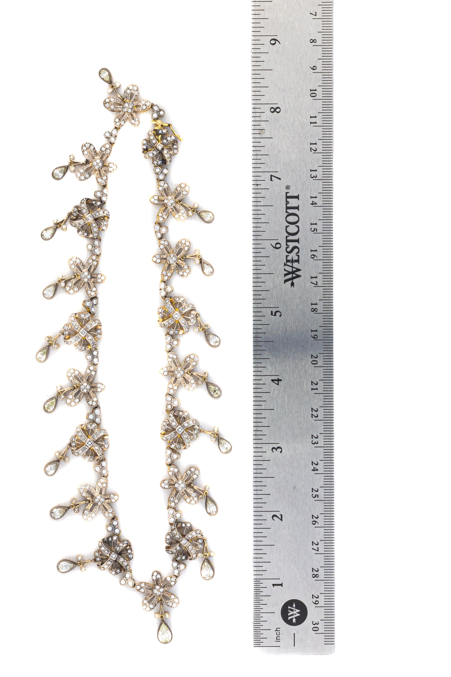 Two-Tone 18 Karat Gold Diamond Floral Necklace
