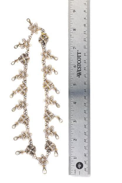 Two-Tone 18 Karat Gold Diamond Floral Necklace