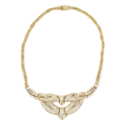 Round & Baguette Diamond Collar Necklace