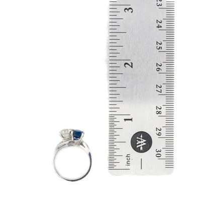 Sapphire and Diamond Bypass Baguette Cut Diamond Ring