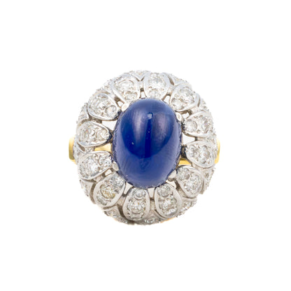 Art Deco Diamond & Cabochon Sapphire Ring