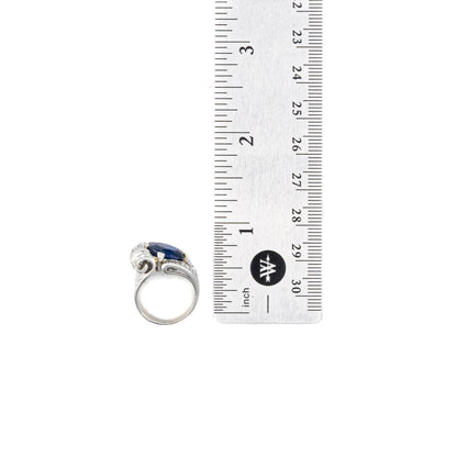 Platinum Sapphire and Diamond Baguette Ring