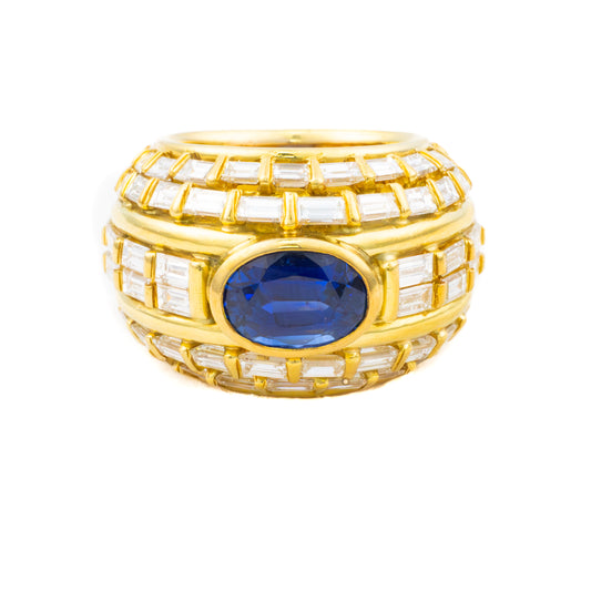 Diamond & Sapphire Multi Row Dome Ring