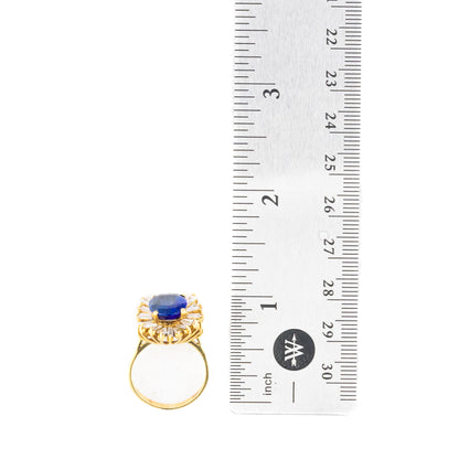 Oval Sapphire and Diamond Baguette Cluster Ring
