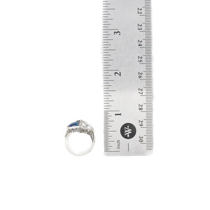 Sapphire and Euro Cut Diamond Ring