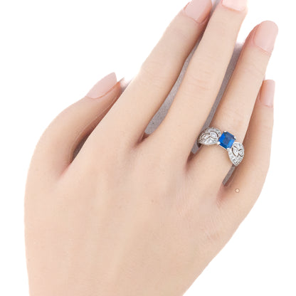 Sapphire and Diamond Filigree Ring