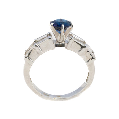 Princess and Baguette Cut Diamond & Sapphire Ring