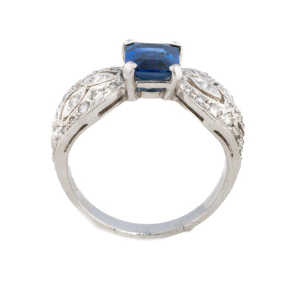 Sapphire and Diamond Filigree Ring