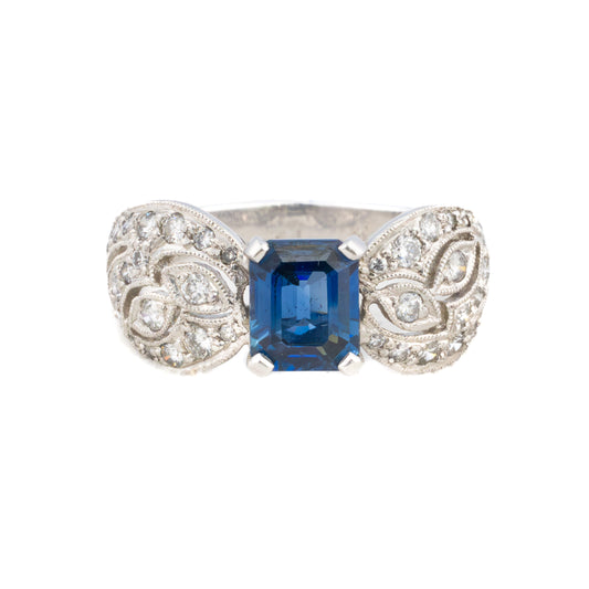 Sapphire and Diamond Filigree Ring