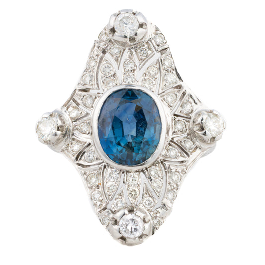 Art Deco Diamond and Sapphire Ring