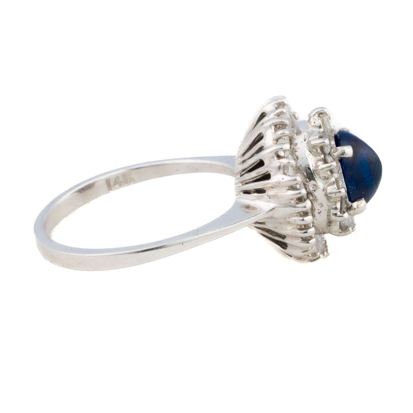 Round & Baguette Cut Double Halo Sapphire and Diamond Ring