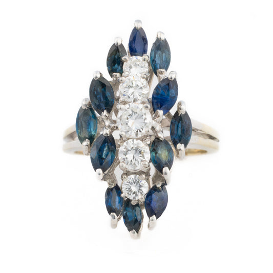Sapphire and Diamond Cluster Ring