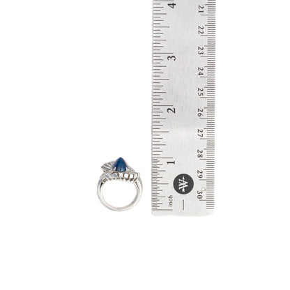 Platinum Cabochon Sapphire and Diamond Wave Ring