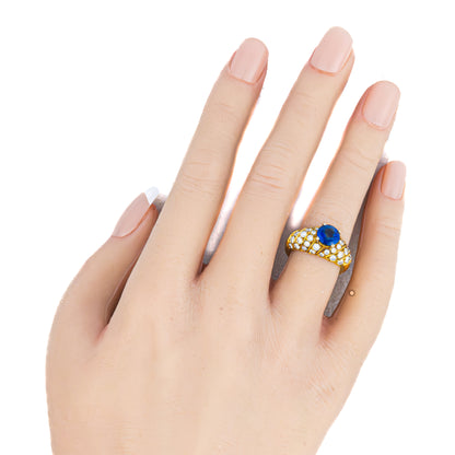 Sapphire and Diamond Spiral Ring