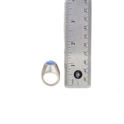 Solitaire Sapphire Matte White Gold Ring