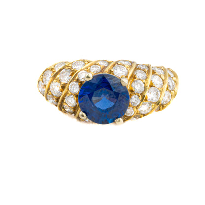 Sapphire and Diamond Spiral Ring