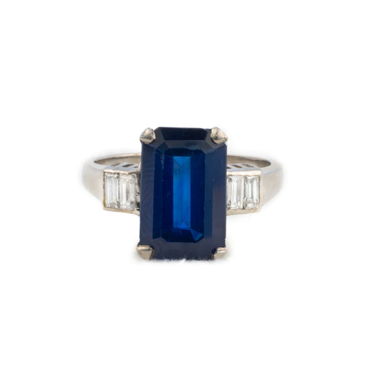 Emerald Cut Sapphire and Baguette Cut Diamond