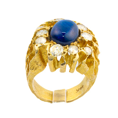 Sapphire and Diamond cocktail Ring