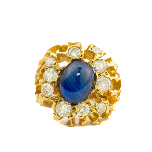 Sapphire and Diamond cocktail Ring
