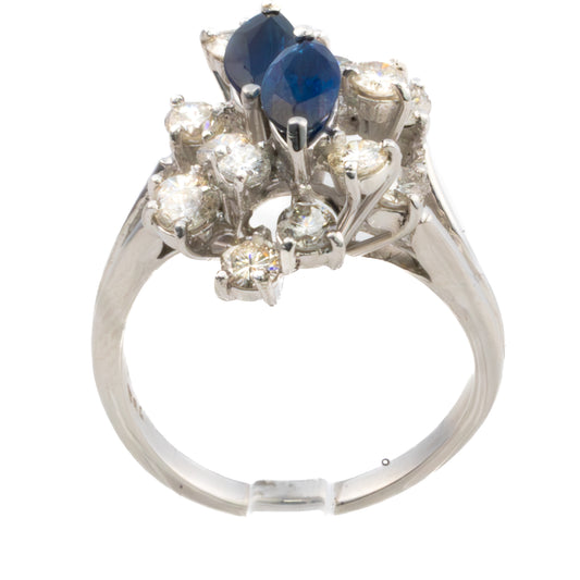 Sapphire and Diamond Cluster Ring