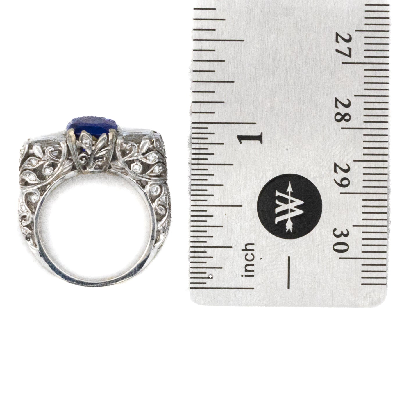 Art Deco Platinum Sapphire and Diamond Ring, Circa 1920