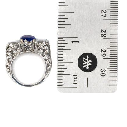 Art Deco Platinum Sapphire and Diamond Ring, Circa 1920
