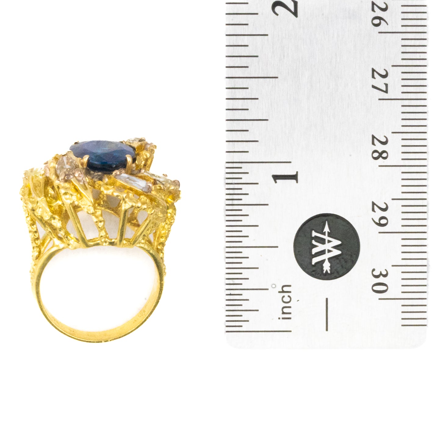 Rose Cut Diamond and Oval Cut Sapphire Flower Ring