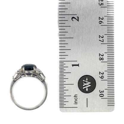 Fougeray Platinum Oval Sapphire and Diamond Ring