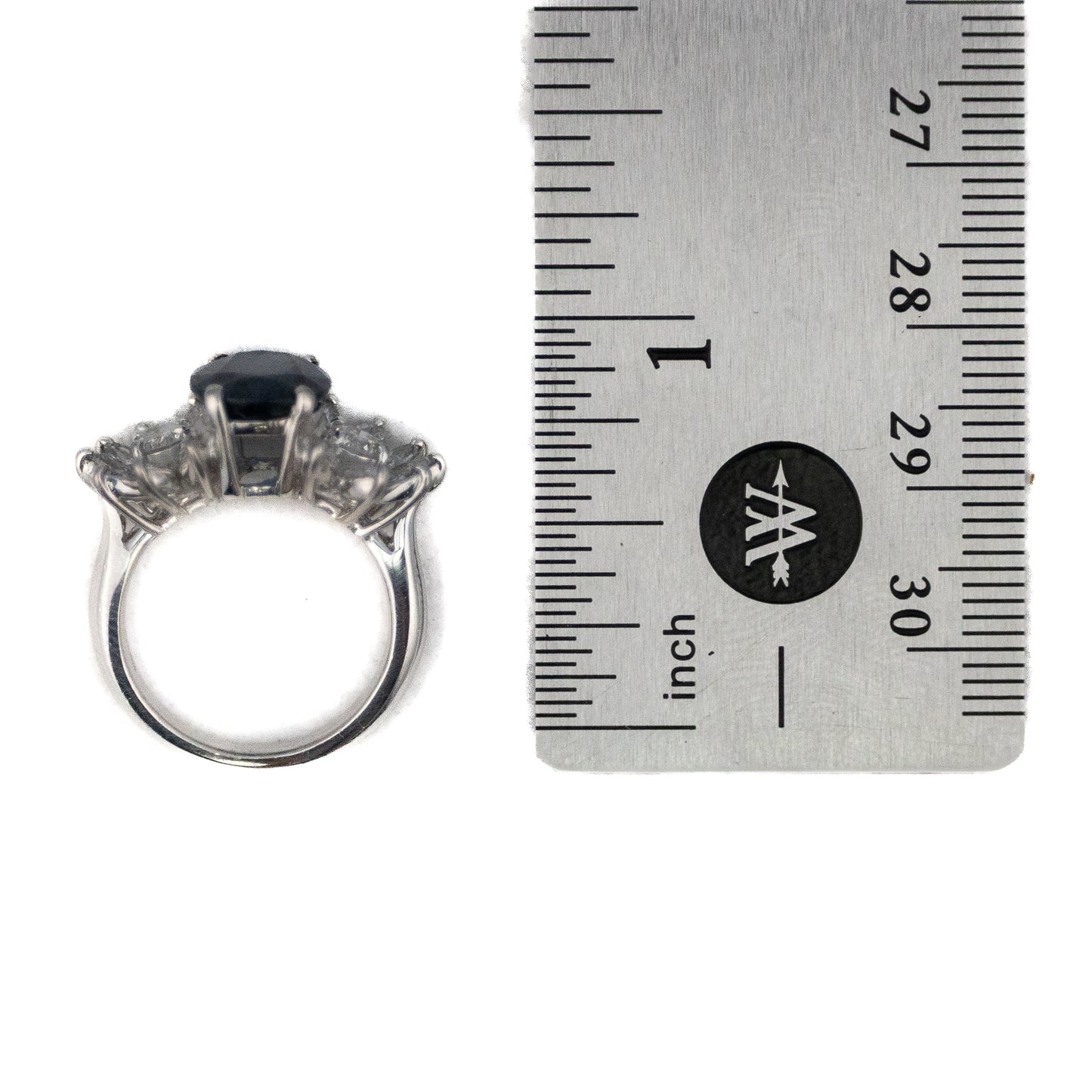 Platinum Sapphire and Diamond Cluster Ring