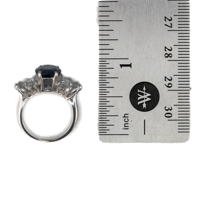 Platinum Sapphire and Diamond Cluster Ring