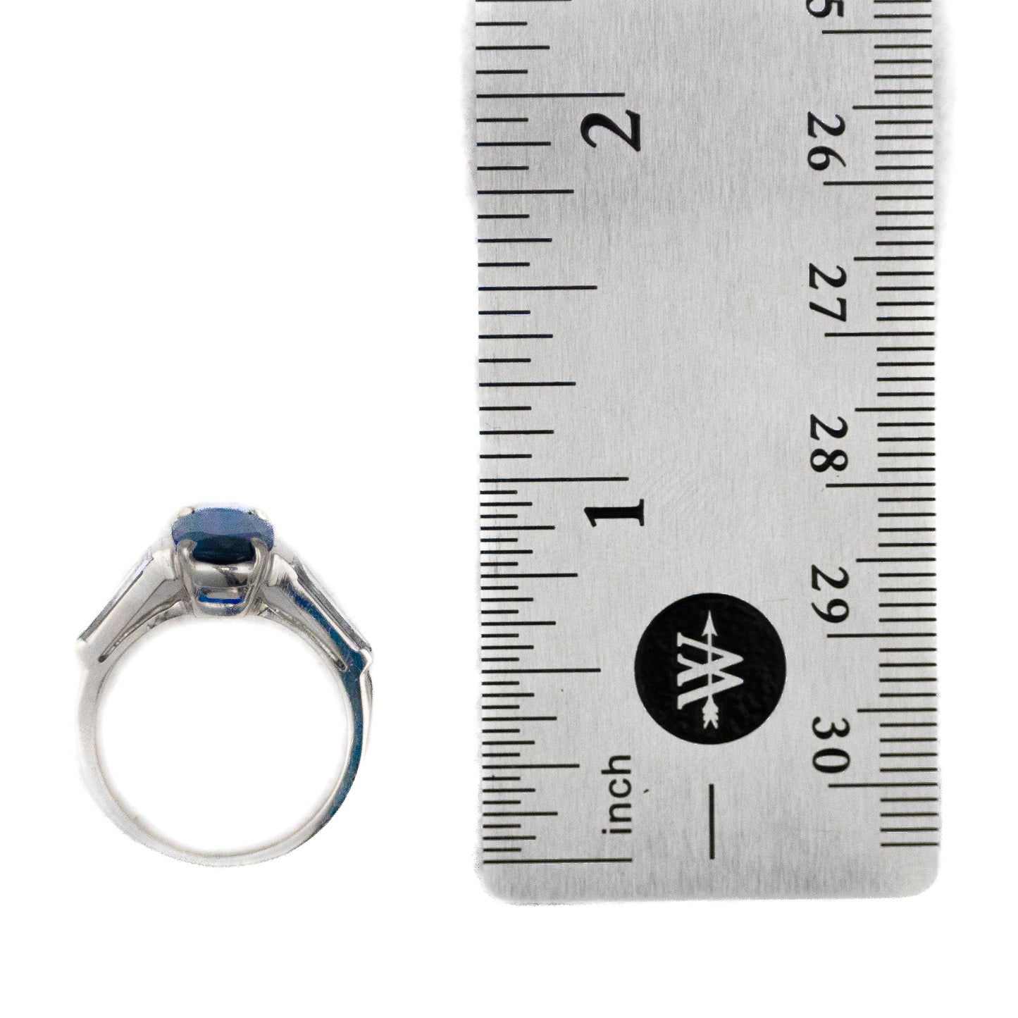 Oval Cut Sapphire & Tapered Baguette Diamond Ring