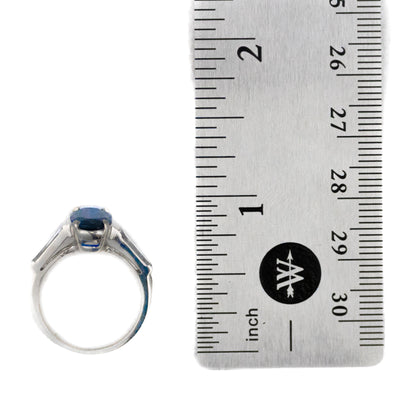 Oval Cut Sapphire & Tapered Baguette Diamond Ring