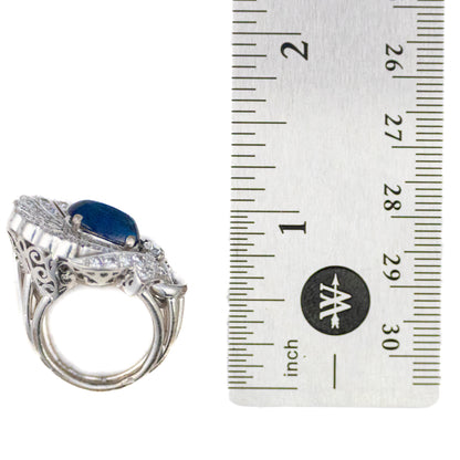 Platinum Cabochon Sapphire and Diamond Ring