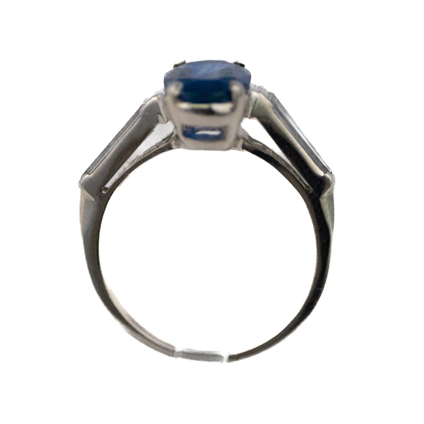 Oval Cut Sapphire & Tapered Baguette Diamond Ring