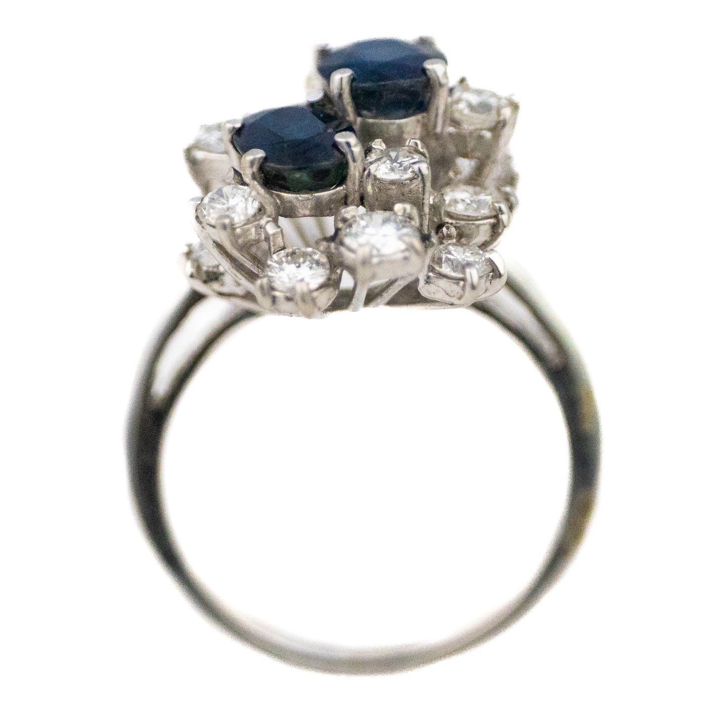 Oval Cut Sapphires and Brilliant Cut Diamonds Cluster Ring