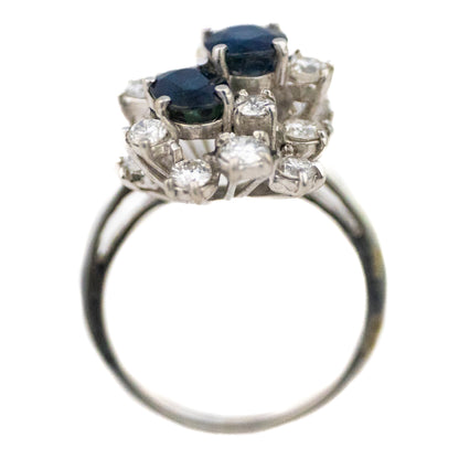 Oval Cut Sapphires and Brilliant Cut Diamonds Cluster Ring