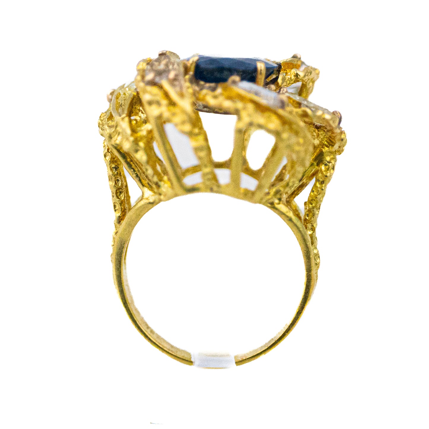 Rose Cut Diamond and Oval Cut Sapphire Flower Ring