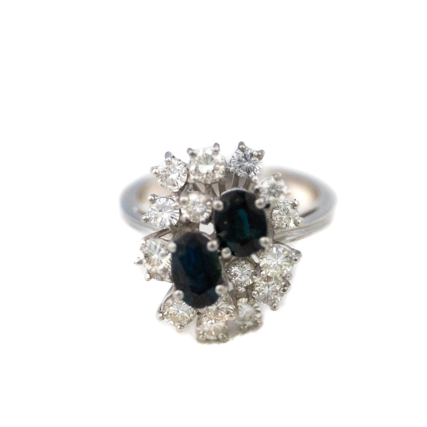 Oval Cut Sapphires and Brilliant Cut Diamonds Cluster Ring