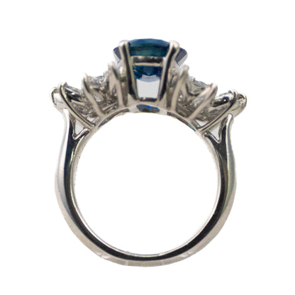 Platinum Sapphire and Diamond Cluster Ring
