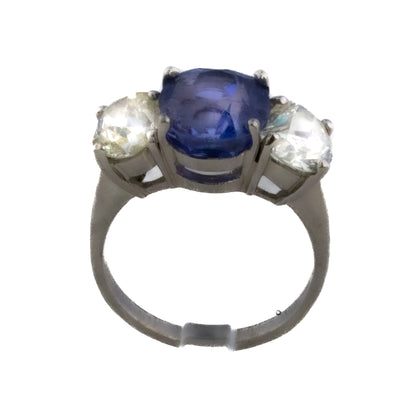 Sapphire and Diamond Three Stone Ring